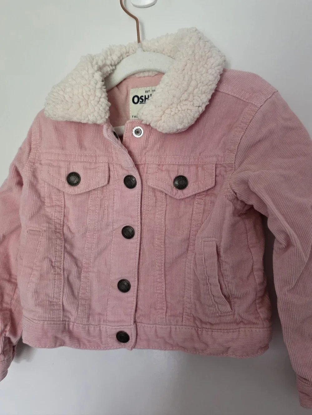 OshKosh B'gosh Pink Corduroy Jacket with Cream Sherpa Collar